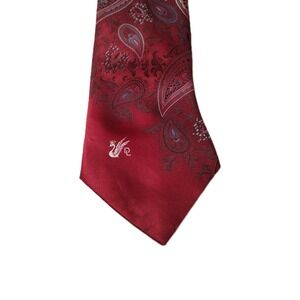 DON LOPER‎ Mens Tie Red Paisley USA Made 57" X 4" Evening Formal Date Holiday